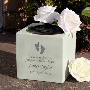 Personalised Footprints Memorial Vase for Baby Loss